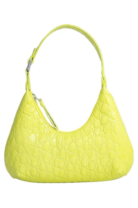 BABY AMBER ACID GREEN CIRCULAR CROCO EMBOSSED LEATHER 1
