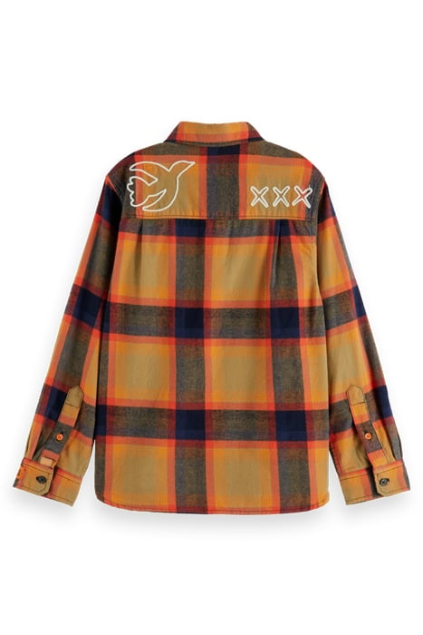 YARN-DYED CHECK FLANNEL SHIRT IN ORGANIC COTTON ORANGE GRADI 2