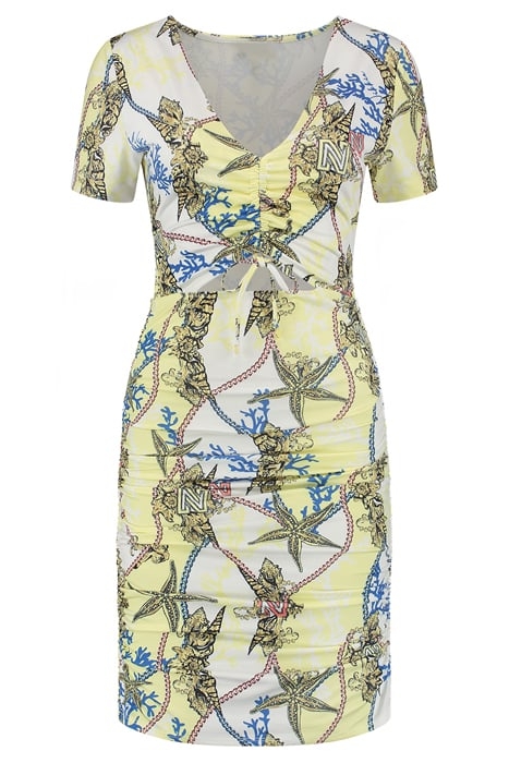 BOMBSHELL DRESS LIME YELLOW/CORAL 1
