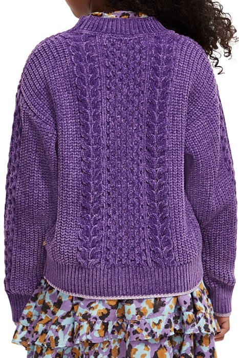 CHENILLE CABLE KNIT PULLOVER PARTY PURPLE 2