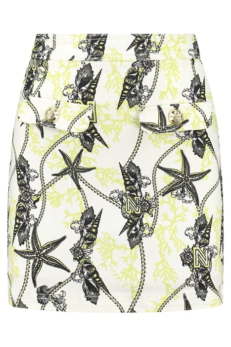 CHELSEA PRINTED SKIRT STAR WHITE/LIME YELLOW 1