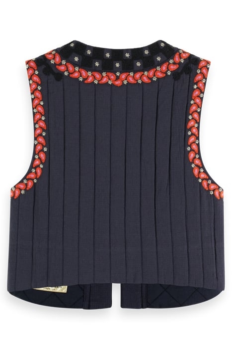 SHORTER-LENGTH EMBROIDERED GILET MIDNIGHT 4