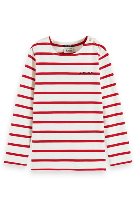 LONG-SLEEVED YARN-DYED STRIPE T-SHIRT AMP RED 4