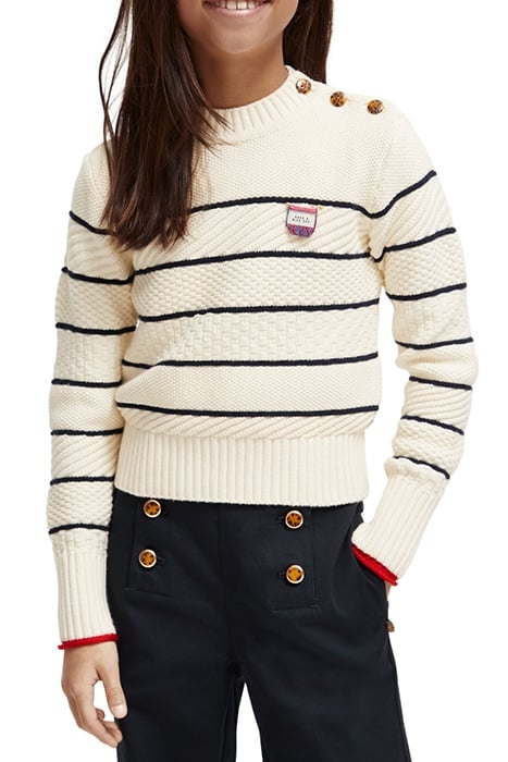 BUTTON SHOULDER BRETON PULLOVER ECRU 1