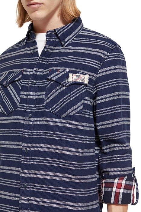 ARCHIVE DOUBLE FACE TWILL CHECK BLUE STRIPE 7