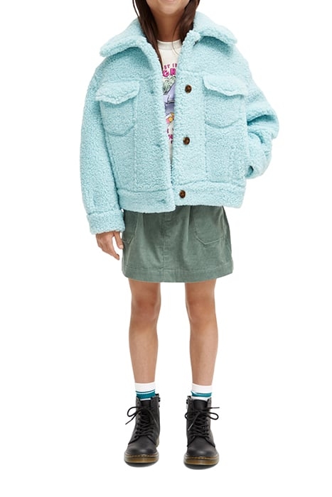 BOXY-FIT BONDED TEDDY TRUCKER JACKET ACOUSTIC BLUE 3