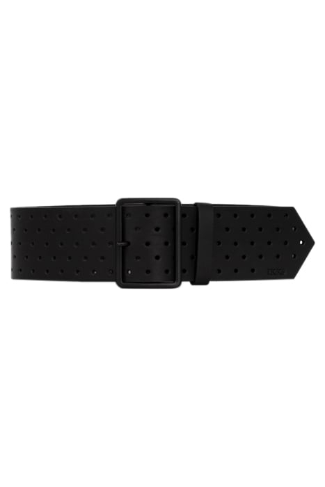 BLACK PERFORATED LEATHER WIDE BELT 1