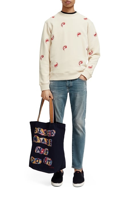 ALLOVER EMBROIDERED SWEATSHIRT STONE 3