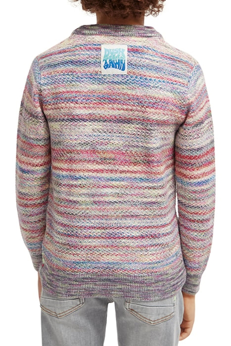 STRUCTURED SPACE-DYED PULLOVER STEEL/BERRY STRIPE 2