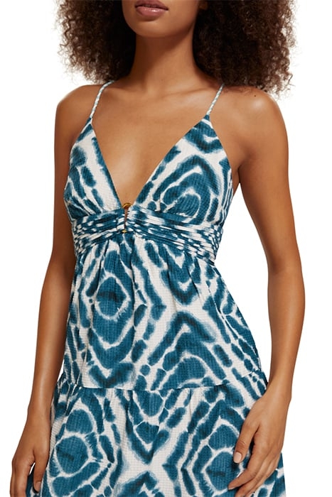 MAXI WAISTED DRESS DISCO TIE DYE BOTTLE GREEN 6