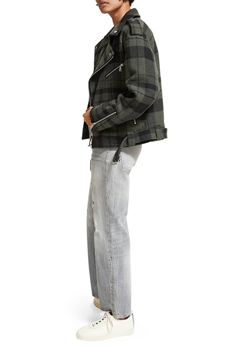 GREEN CHECK BIKER JACKET MILITARY GREEN CHECK 7