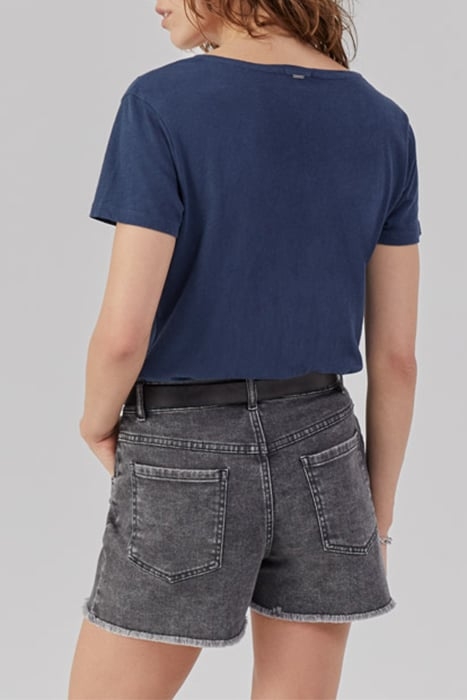 WOMEN'S NAVY DEEP DYE SLOGAN IMAGE T-SHIRT 2