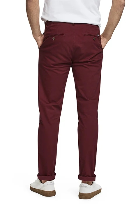 ESSENTIALS - STUART CLASSIC REGULAR SLIM FIT CHINO BORDEAUX 2