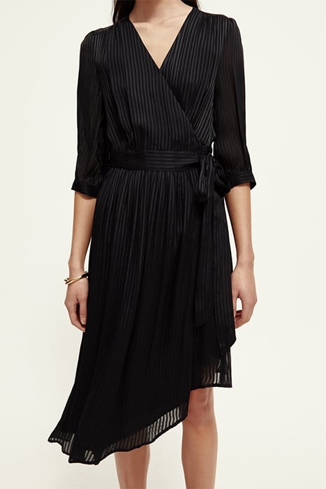 ASYMMETRIC WRAP DRESS BLACK 1