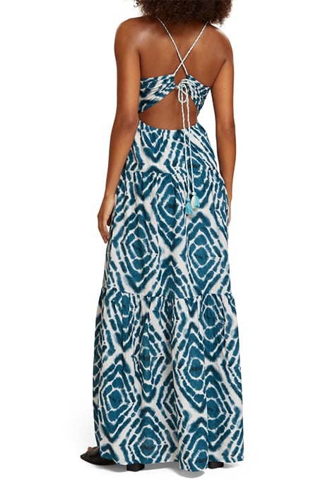 MAXI WAISTED DRESS DISCO TIE DYE BOTTLE GREEN 2