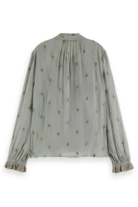 EMBROIDERED TOP WITH TIE NECK GREY SHEER JACQUARD 5