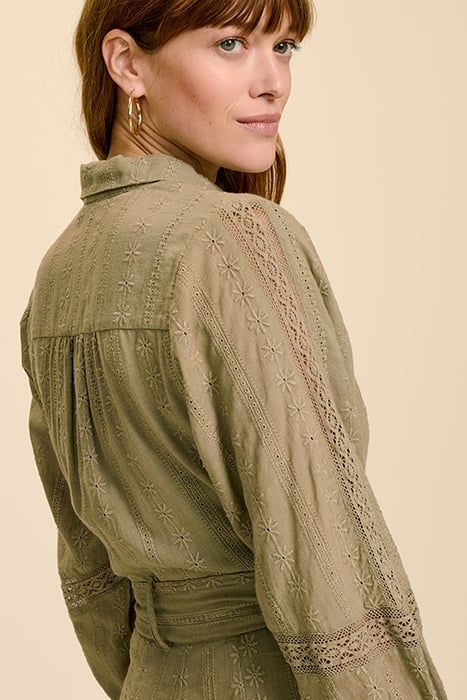 RINDA - LICHEN SHIRT DRESS WITH EMBROIDERY AND ALL-OVER LACE 4