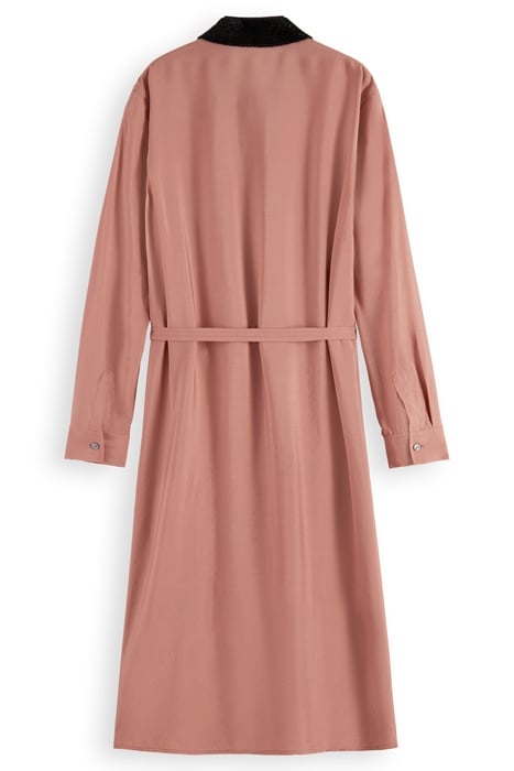BEADED COLLAR MIDI SHIRT DRESS DUSTY ROSE 5