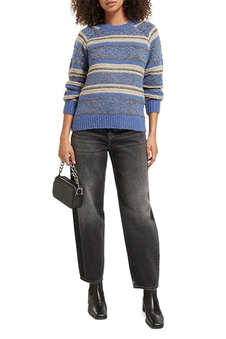 METALLIC FAIR ISLE PULLOVER DUTCH BLUE 3