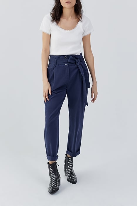 NAVY WIDE-LEG TROUSERS WITH REMOVABLE BELT 3