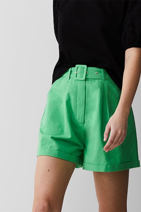 BELTED LINEN SHORT POISE GREEN 3