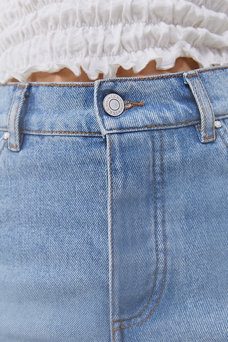 BLUE DENIM RAW-EDGE HIGH-WAIST SHORTS 7