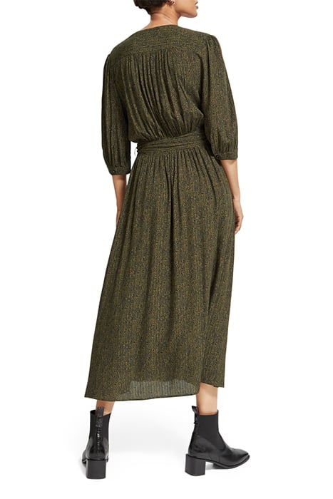 MIDI WRAP DRESS LEOPARD SPOT GREEN 2