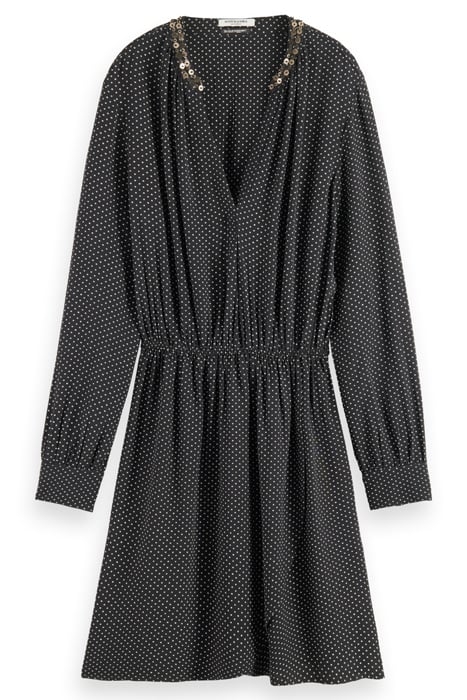 MINI DRESS WITH ELASTICATED WAIST POLKA EVENING BLACK 4