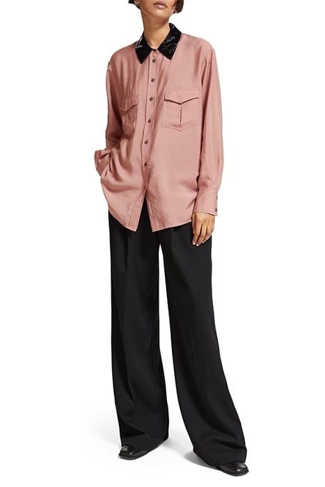 RELAXED FIT SHIRT WITH BEADED COLLAR AND CHEST POCKETS DUSTY 3