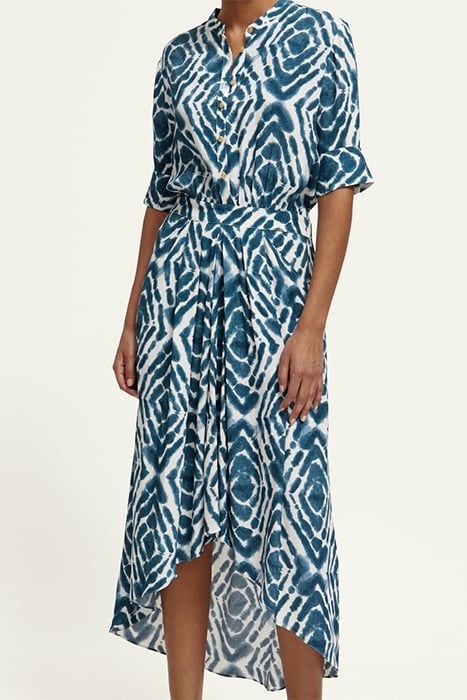 MIDI DRESS WITH HIGH LOW HEM DISCO TIE DYE BOTTLE GREEN 7