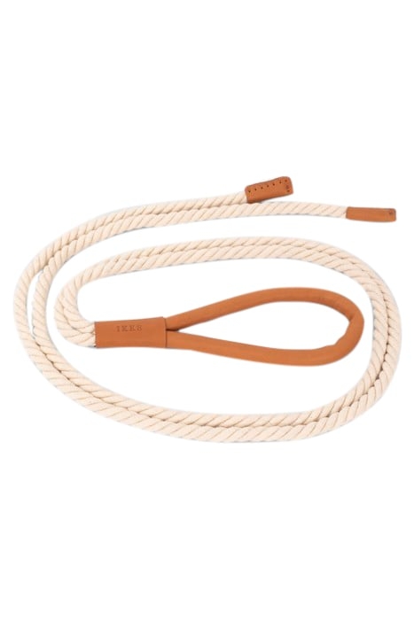 BEIGE CORD TIE BELT WITH LEATHER BUCKLE 1