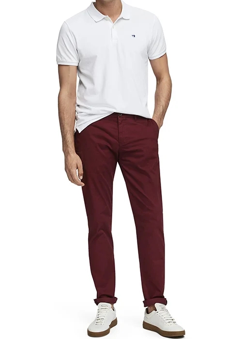 ESSENTIALS - STUART CLASSIC REGULAR SLIM FIT CHINO BORDEAUX 3