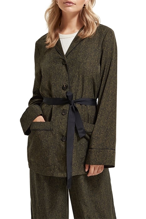 PRINTED LOOSE FIT PYJAMA BLAZER LEOPARD SPOT GREEN 1