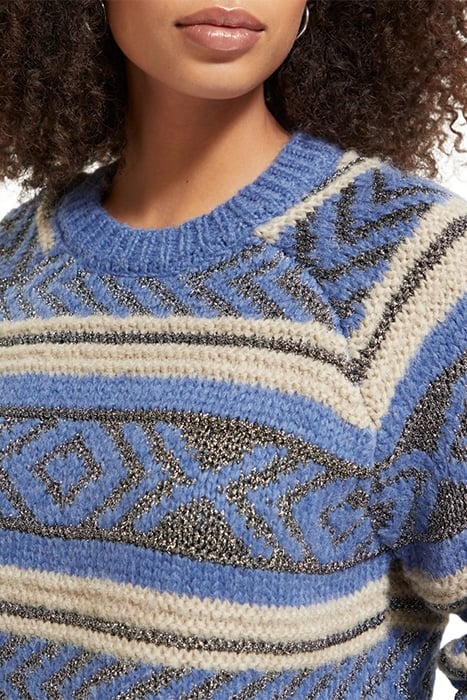 METALLIC FAIR ISLE PULLOVER DUTCH BLUE 7