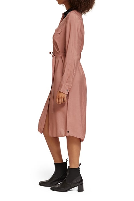 BEADED COLLAR MIDI SHIRT DRESS DUSTY ROSE 6