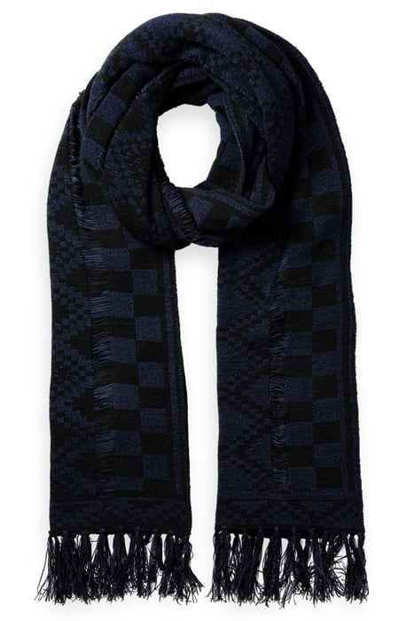 FRINGE HEM KNITTED SCARF NIGHT 1