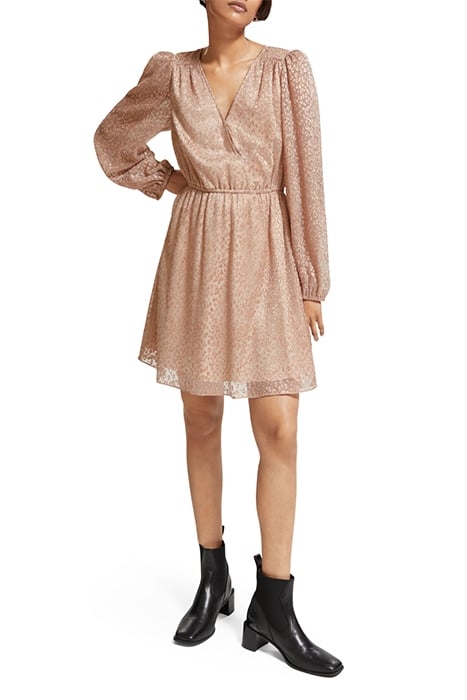 BALLOON SLEEVE MINI DRESS METALLIC ROSE 2