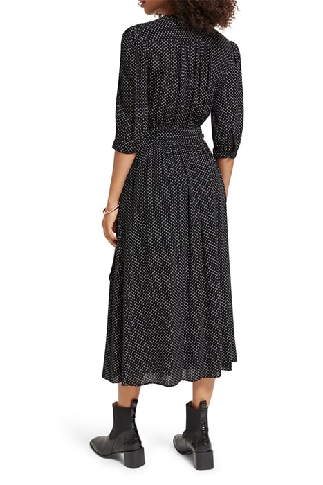 MIDI WRAP DRESS POLKA EVENING BLACK 3