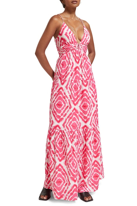 MAXI WAISTED DRESS DISCO TIE DYE POP PINK 1