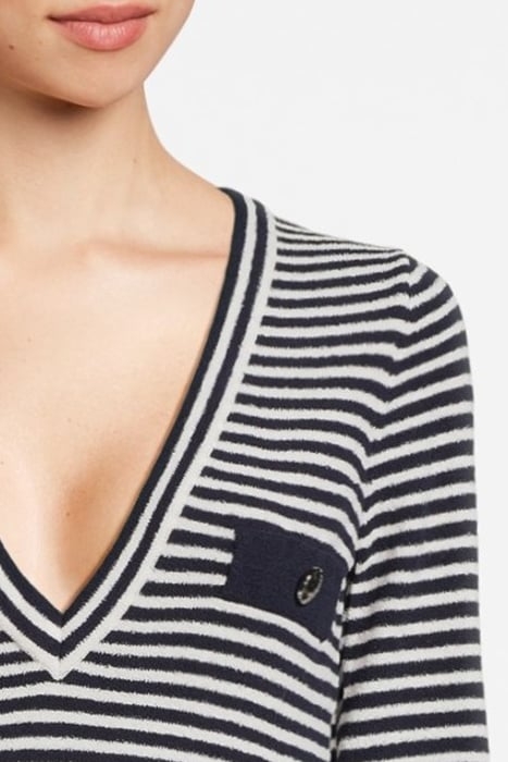 YVES ABITO TRICOT BOUCLE RIGAT WHITE/DARK BLUE 5