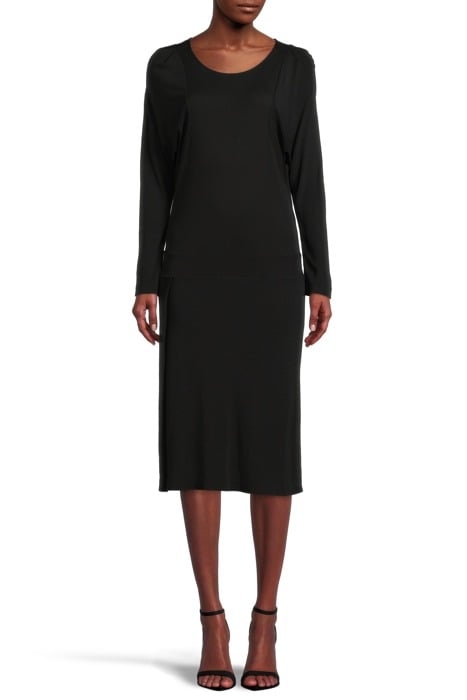 DRAPEY TENCEL SPLIT DRESS BLACK 1