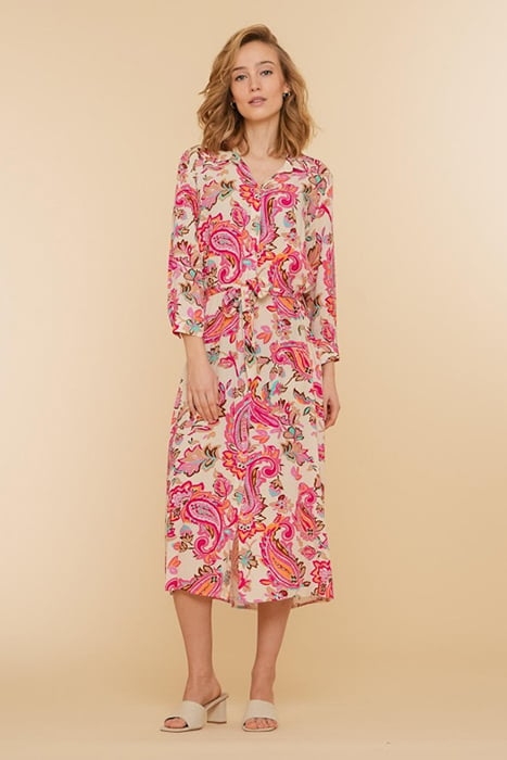 AOP LONG BLOUSEDRESS OFF-WHITE/PINK COMBI 1