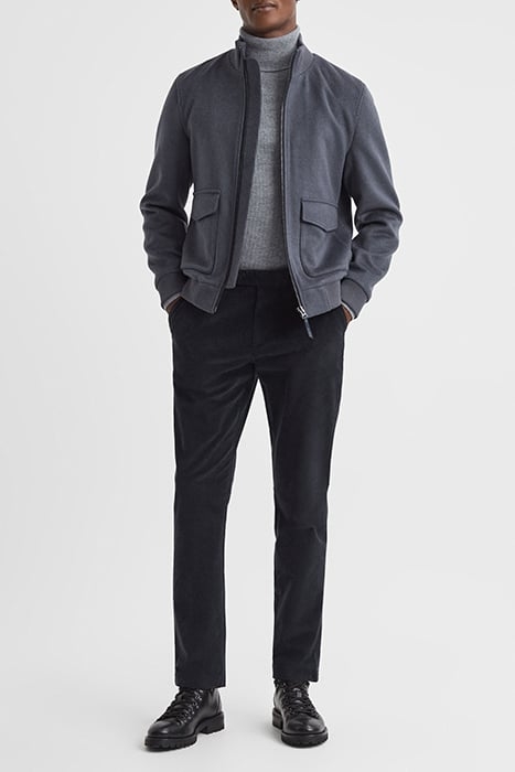 STRIKE-BRUSHED TAILORED PANTS NAVY 3