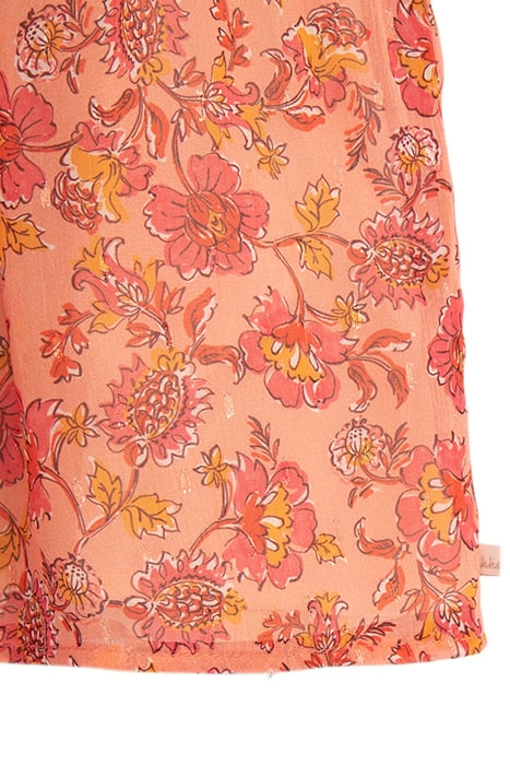 GIRLS' ORANGE FLOWERY PRINT DRESS PEACH 7