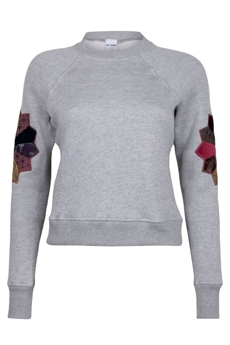 CLASSIC RAGLAN CREWNECK HEATHER GREY PATCHWORK 1