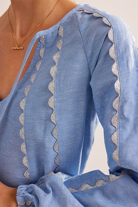 RIC RAC LINEN MINI DRESS LIGHT CHAMBRAY 4