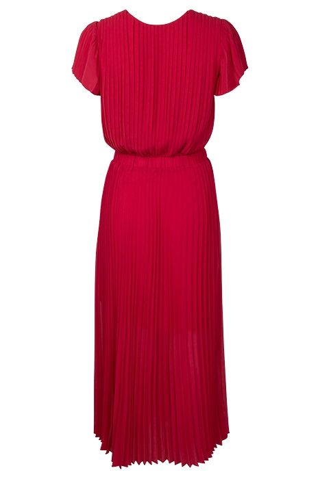 RED WRAP TOP FULLY PLEATED LONG DRESS 2