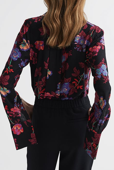 POLLY-TEXTURED BLOUSE BLACK/PINK 2