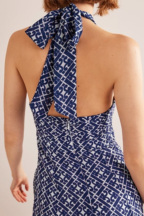 HALTERNECK CUT OUT MIDI DRESS PRUSSIAN BLUE, TRANQUIL GEO 5