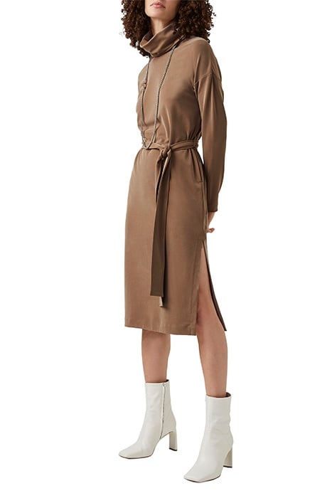 RENJI MODAL ROLL NK MIDI DRESS CAMEL 2